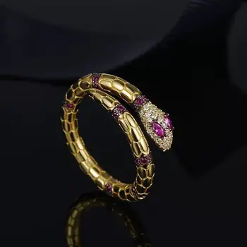 Naujas modelis Gyvatės formos žiedai moterims Nustatyti gręžimo aukso Reguliuojamas atidarymo didmeninė daug urmu papuošalai DZ 4