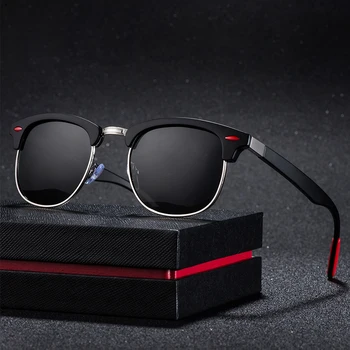 Naujas poliarizuota vyrams UV400 akiniai nuo saulės aikštės pusę metalinis rėmas mados ponios akiniai nuo saulės ženklo dizaino akiniai vairavimo akiniai nuo saulės