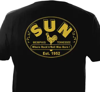 Naujausias 2019 T Shirt Mens T-Shirt Vasarą, O Kaklo Medvilnės SAULĖS Memphis Tennessee rokenrolo Rockabilly 1952 m. 50 s Pinigų Elvist marškinėliai