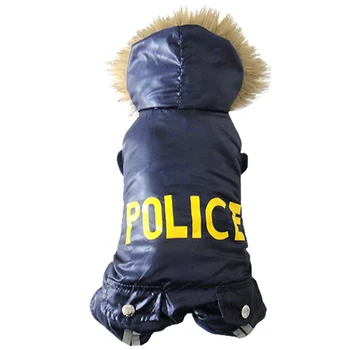 Naujo Dizaino Keturių Kojų Policijos Stilius Naminių šunų žiemos Paltai Mažas Šuniukas Gobtuvu Kailio Šunys, Drabužiai