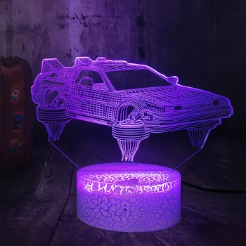Naujovė Filmo Gerbėjai Suvenyrų Atgal Į Ateitį Automobilių 3D LED Lava Naktį Šviesos Miegamojo Puošimas Stalo Lempos Berniukai Vaikas Kalėdų Žaislas, lempa