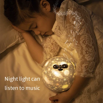Naujovė LED Sukasi Star Projektorius, Apšvietimo Mėnulio, Žvaigždėtas Dangus Vaikams, Kūdikių Muzikos Naktį Miegoti Šviesos Švietimo Žaislas Vaikams Mergina