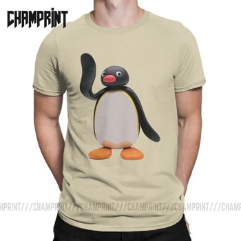 Naujovė Pingu Pingvinas T-Marškinėliai Vyrams, Medvilnės Marškinėliai Serija Animacinių filmų Meme Vaikai 80s 90s Retro Mielas Trumpas Rankovės Trišakiai Plius Dydis