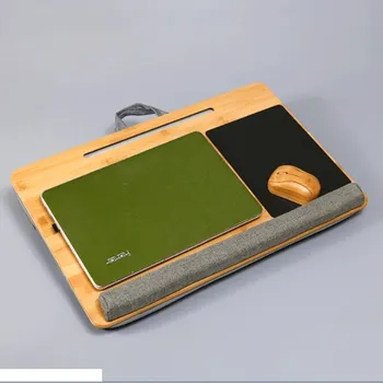 Nekilnojamojo Bambuko Lapdesks Telpa iki 17 colių Nešiojamas Stovas su Tablet Telefono Turėtojas Pastatytas Mouse Pad & Riešo Juostelę už 