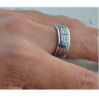 Nekilnojamojo Sidabro žiedas 925 Sterlingas Sidabro žiedas vyrams, moterims S925 Žiedas Pasukti Derliaus Žiedas Papuošalai, dovana, Great Wall, Kilnojamojo S925 Žiedas Juosta