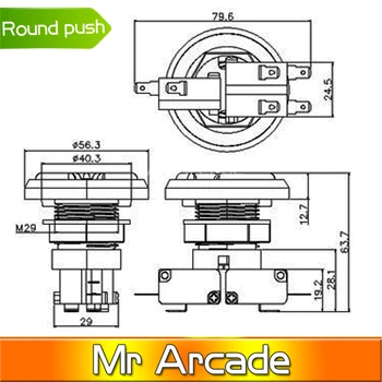 Nemokamas pristatymas Naujos Arcade 3 1. apvalus mygtukas su microswithes triple spalva arcade gane mašinos 1PCS