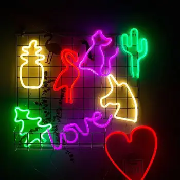 Neon Laišką LED Nakties Šviesos Marquee Gestų Abėcėlė Šviesos Lempos Home Club Lauko vidaus Patalpų Sienų Dekoras Valentino Diena Dovana