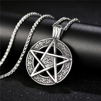 Nerūdijančio Plieno Celtic Wicca Pentagram Star Amuletas Hexagram Pakabukas Karoliai Laimingas Talismanas Etninės Papuošalai