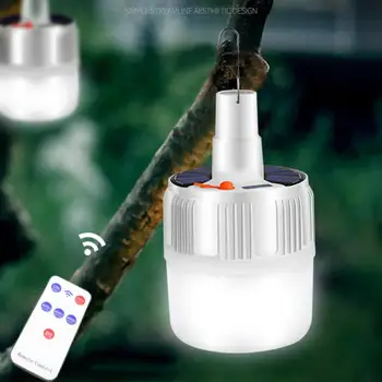 Nešiojamų LED žibintų saulės energija varomas Kabinti Naktį Rinkos Lempa 100W USB Įkrovimo Avarinė Lempa, lauko Kempingas Palapinė Šviesa MUS