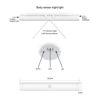 Nešiojamų Spintos Durų kablys, šviesos, Judesio Jutiklis LED prieškambario Kabyklos Sienos lempos Baterijos energijos Drabužių Koridoriaus naktinis apšvietimas
