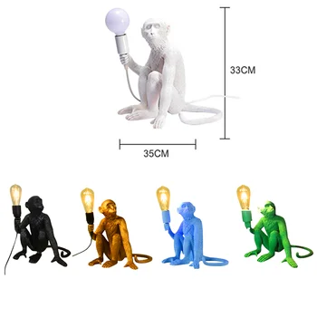 Nordic 7 Colir Beždžionė Lempos Virvę LED Sieniniai šviestuvai Apšvietimo Šiuolaikinio Meno Reprodukcijų Dervos Seletti Kabo Lempa Beždžionė Žibintas Šviestuvas