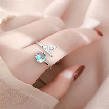 OBEAR OBEAR Undinė Sidabro Sidabrą, žiedus, Blue Magic Vandens Kristalų Žiedas moterims CZ Elegantiškas Ponios papuošalai