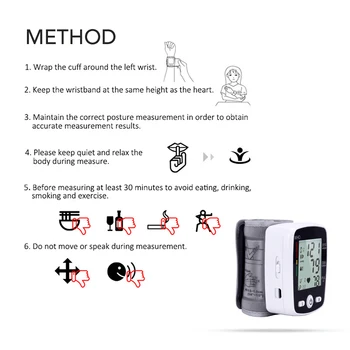 OLIECO USB Įkrovimo Skaitmeninis Riešo kraujospūdžio matuoklis anglų Balso LCD PR Kamertonas ' Širdies ritmo Matuoklis Sphygmomanometer