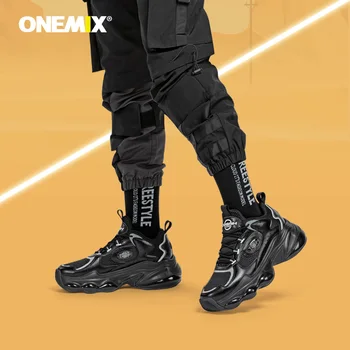 ONEMIX 2020 Naują Atvykimo Unisex Bėgimo Bateliai Juodos spalvos Aukštis Didėja Vyrai Sportbačiai Kvėpuojantis Moterų Platforma Sportiniai Bateliai