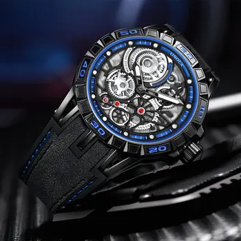 ONOLA prekės Unikalus dial dizaineris atveju kvarco žiūrėti vyrų vandeniui Mados atsitiktinis Sporto Mens Watch 2019 kietas juodas laikrodis