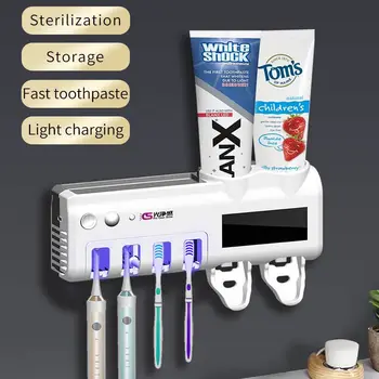 Oakmoss uv-C LED Ultravioletinė dantų šepetėlį Sterilizer Automatinė Dvigubas Dantų pastos Dozatorius Saulės Baterija