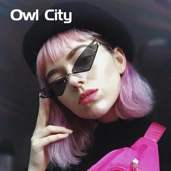 Owl City Cat Eye Akiniai Nuo Saulės Moterims Prabanga Moterų Saulės Akiniai Metaliniais Rėmais Veidrodis Ponios Atspalvių Tendencijos Akiniai