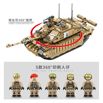PANLOS Challenger Pagrindinis Tankas Modelis WW2 Armijos Kareivis Vaikų Žaislas Lipdukas Dovana Suderinama su LegoINGlys Blokai