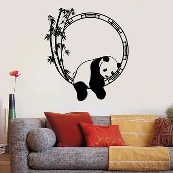 Panda Sienos Lipdukas Lokys Gyvūnų Bambuko Meditacijos Kambarys Miegamasis Biuro Interjero Dizaino, Dekoro Vinilo Sienos Lipdukai Kinų Stiliaus S796