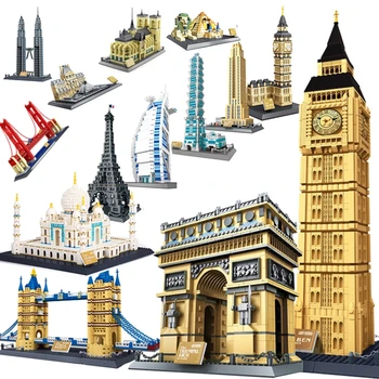 Pasaulinio lygio orientyrą Blokai Architektūros Taj Mahal, Londono, Paryžiaus Miesto Tiltų Statyba Blokai, Plytos Miesto pavyzdžiu Žaislai Vaikams