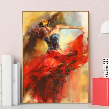 Paveikslas Meno Ispanų Flamenko Šokių Tapybos Drobės Flamenko Šokėja Plakatą, Dekoratyvinis Dažymas, Skirtą Kambarį Namuose Dekoras