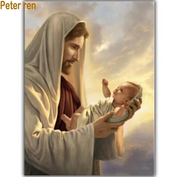 Petras ren Pilna Deimantų, siuvinėjimo religijos Diamond tapybos Jėzaus Kristaus aikštėje diamond mozaikos cirkonio Nuotrauką Jėzaus gyvenimą