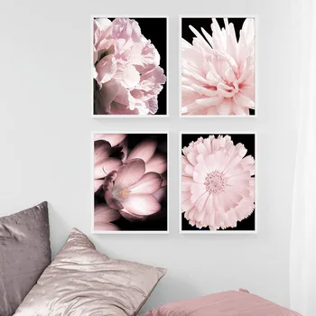 Pink Petal Dahlia Daisy Rose Gamtos Augalų Šiaurės Plakatai Ir Spausdina Sienos Meno Tapybos Drobės Nuotraukų, Namų Dizainas, Miegamojo