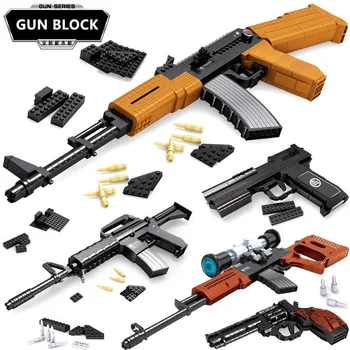 Pistoletas Serijos ARMIJOS Ginklu, Ginklus, Modelį, Snaiperio Šautuvas, Pistoletas Desert Eagle Karo Plytų Kariniai Blokai Rinkiniai AK47 98K Vaikams, Žaislai