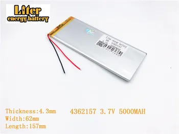 Planšetinio kompiuterio baterijos 4362157 3.7 V 5000MAH UŽ polimerų įkraunama baterija 3.7 V 4362157 PLUG Ličio polimerų baterija