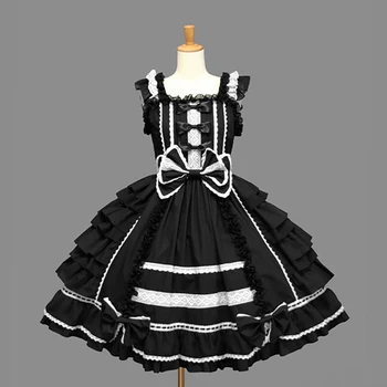 Plius Dydis XS-XXL Classic Lolita Dress Mergaitė Moterų Sluoksniuotos Cosplay Kostiumų Medvilnės Derliaus Suknelė Rtro Suknelė Mergina 5 Spalvų