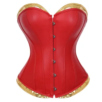 Plius dydis odos korsetai steampunk bustier mados overbust korsetas parodijos baskų viršuje apatinis trikotažas raudonas auksas seksualus kostiumai 6XL