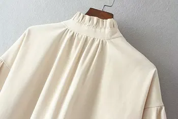 Plius dydžio saldus stilius peter pan apykaklės medvilnės moterų balta palaidinė 2019 NAUJĄ pavasario atsitiktinis ponios Siuvinėjimo žibintų rankovėmis marškinėliai