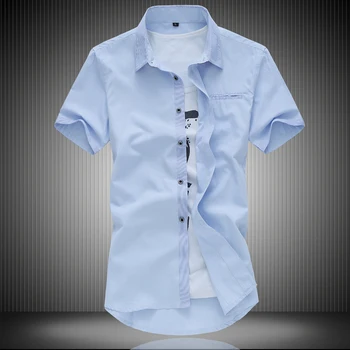 Plus size 7xl mens marškinėliai atsitiktinis mados 2016 m. vasaros trumpomis rankovėmis mens suknelė marškiniai kišenėje geros kokybės socialinių marškinėliai