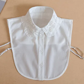 Ponios Nuimamas Apykaklės Karoliukai 2020 Baltos Spalvos Elegantiškas Netikrą Apykaklės Marškinėliai Moterims Kristalų False Antkakliai Moteris Nėriniai Išimami Nep Kraagie