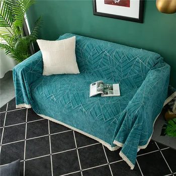 Prabanga Sofa Cover L Formos, Gyvenimo Kambario Baldai Dekoratyviniai Sofos Antklodė Žalia Aukso Geometrinis Storo Audinio Nėrinių Dekoras