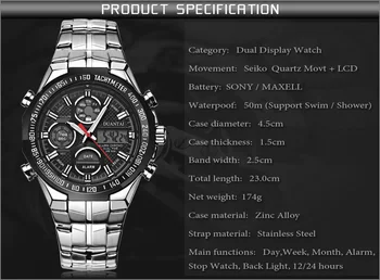 Prekės Laikrodžiai karių, Sporto Laikrodžiai Auto Data, chronograph aukso Plieno Skaitmeninis Kvarciniai Laikrodžiai Relogio Masculino