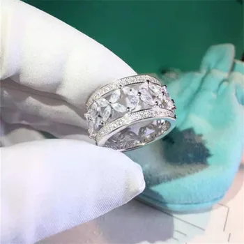 Prekės Moterų Pažadas žiedas AAAAA Sona Cz Sidabro spalvos Amžinai mylėti Dalyvavimas vestuvių juostoje žiedai moterims Piršto Papuošalai