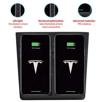 Prekės Tesla Modelis 3, Interjero Aksesuarai, Bevielis Dual Įkroviklis Adapteris, Skirtas 