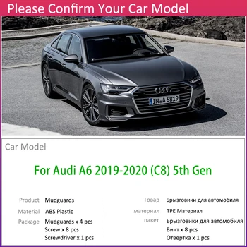 Priekinės Galinės Automobilio Mudflap Audi A6 Salonas, S-Line Sport C8 2019~2020 Sparnas sparnų Splash Atvartais Mudguard Priedai 5 5 Gen