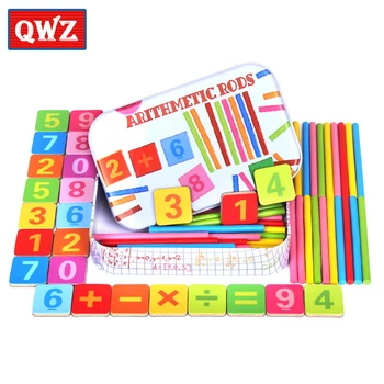 QWZ naujagimį, Matematikos Žaislas Mediniai Klijuoti Magnetinė Matematikos Dėlionė Švietimo Numeris Žaislai Apskaičiuoti Žaidimas, Mokantis Skaičiuoti, Dovanos Vaikams