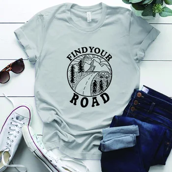 RASTI SAVO KELIŲ Grafinis Estetinės T Atsitiktinis Marškinėliai trumpomis Rankovėmis Plius Dydis S-5xl Viršūnes Moterų 2020 M. Harajuku O-kaklo Femme T-shirts