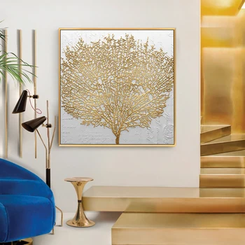 RELIABLI Šiaurės Stiliaus Abstraktus Aukso Turtingas Medžio Nuotraukos, Paveikslai Tapyba Sienos Meno Kambarį Namų Puošybai be RĖMELIO
