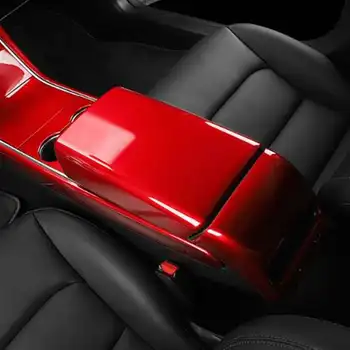 Raudona spalva Tesla Modelis 3 Modelis Y Konsolė Sėdynių Porankiai Dėžutė Apsauginė Apdailos Dangtelis priedai