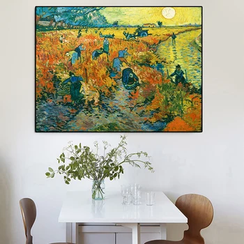 Raudonasis Vynuogynas Van Gogh Garsaus Kraštovaizdžio Aliejus, Drobė, Tapyba Plakatus Spausdina Quadros Sienos Meno Kambarį Namų Dekoro Cuadros