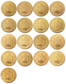Rinkinys (1861-1870)AB 17PCS Prancūzija 20 Prancūzija Auksą, Sidabrą, Kopijuoti Dekoratyvinis Monetos