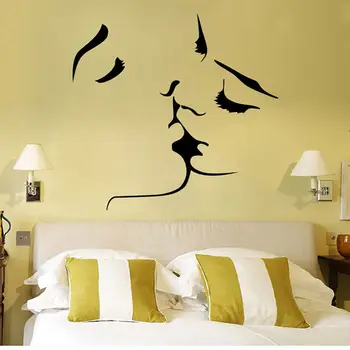 Romantiškas Meilužis, Kiss didelių sienų lipdukai namų dekoro gyvenimo kambario, miegamasis milžiniško vinilo lipdukai sienos meno decal freskos D208