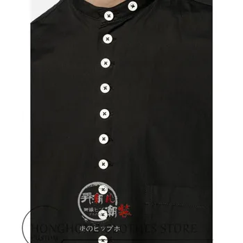 S-6XL!Plius dydžio vyriški marškiniai !!! Custom vyriški ilgomis rankovėmis atsitiktinis marškinėliai juodos ir baltos spalvos kontrasto apykaklės mygtuką apačioje, laisvi marškinėliai