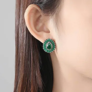 SINZRY korėjos stilingas kubinis cirkonis žalia vandens lašelius stud auskarai didmeninė madinga OLIS auskarai kostiumas moterų papuošalų dovana
