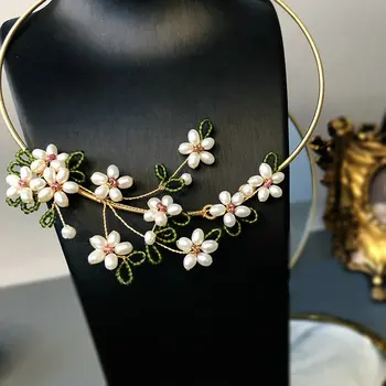 SINZRY naujos asmenybės dizaino rankų darbo, tikras natūralus perlas gėlių derliaus karoliai juosta originalus mados juvelyrika