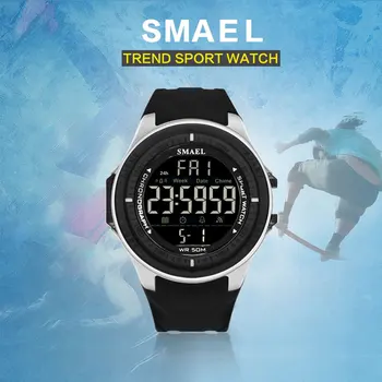 SMAEL Prekės Vyrų Sporto Laikrodžiai Skaitmeninis LED Didelis Ciferblatas Chronograph Vyrų Mados Atsitiktinis Elektronika Laikrodžius Vyras Karinės Laikrodis